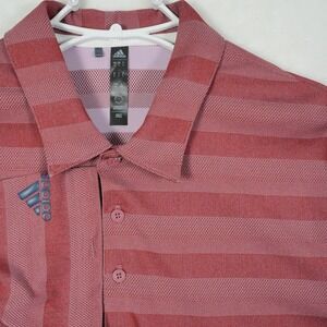 Adidas‎ Men's Red Striped Golf Polo Shirt Climalite Performance Size Large